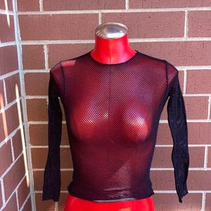 Long-sleeve Black Fishnet Top Wet Seal
